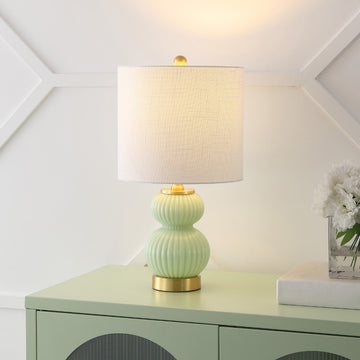 Daphne 20" Ribbed Metal/Glass LED Table Lamp